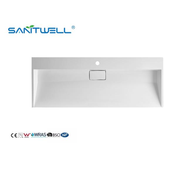 Hot Sale Large Size SW6001-1195 Artificial Stone Sinks Single Hole Rectangle Shape Glossy White Stone Basins