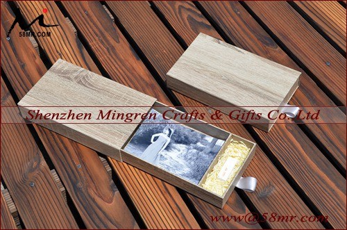 4x6 and 5x7 wooden texture photo presentation gift box with USB divider box,Photo storage box,photo gift box for wedding