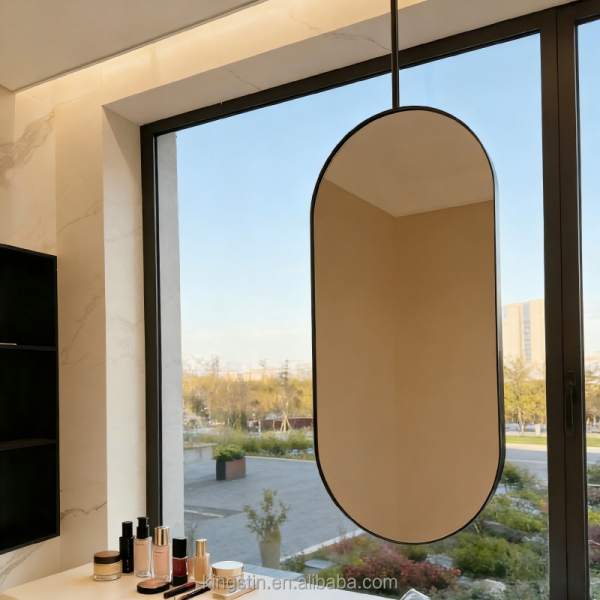 Kingstin Factory Modern Bath Mirror Anti Fog Oval With Led Light Shower Mirror Smart Wall Touch Screen for Bedroom