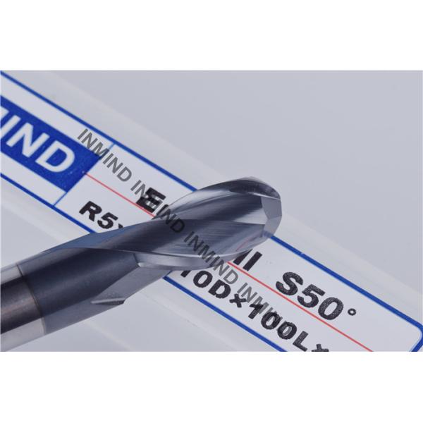 Black Coating Long Flute End Mill , R5*100 10 mm AOL 100 mm Ball Nose Milling Cutter