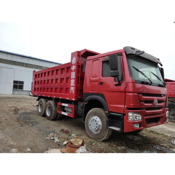 6x4 336HP 375HP Used Howo Trucks , Red Used Howo Tipper Trucks