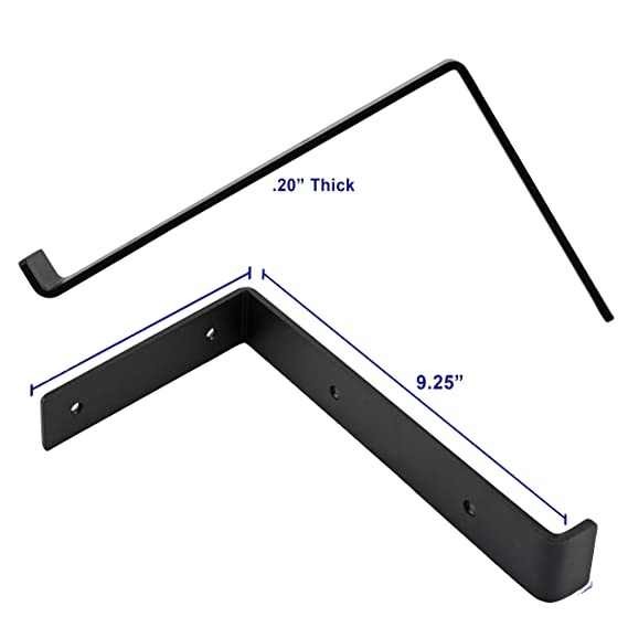 Heavy Duty 5 6 7 8 9 Inch Black Powder Coating Metal Bracket L Floating Wall Shelf Brackets