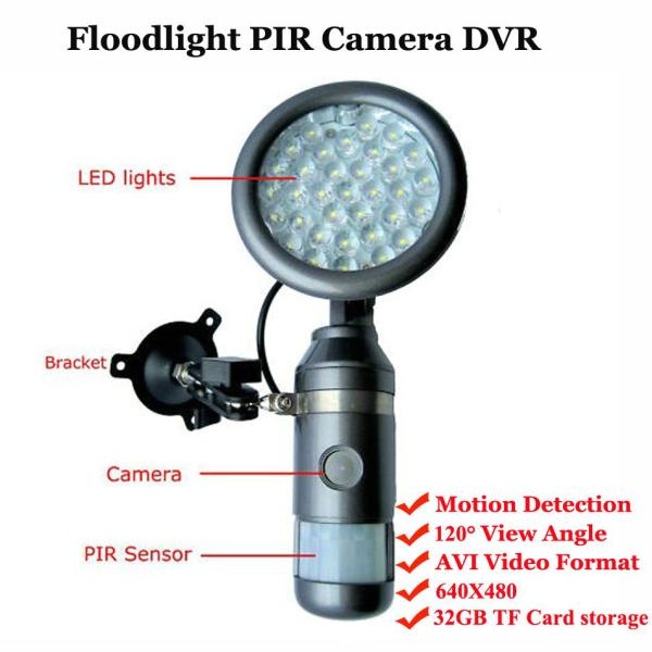Flood Light IR Night Vision Human Body PIR DVR Camera Intruder Deterrent W/ Motion Detect