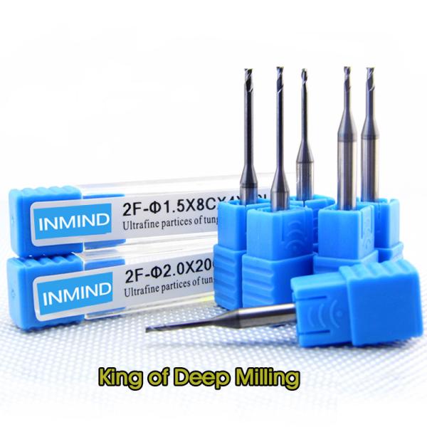 HRC55 Long neck Corner Radius End Mill Cutter 0.5 -0.6 UM Grain Size