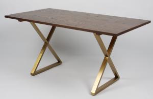 Cheap Solid Wood Metal Legs Frame Wood Dining Table Rectangular for sale