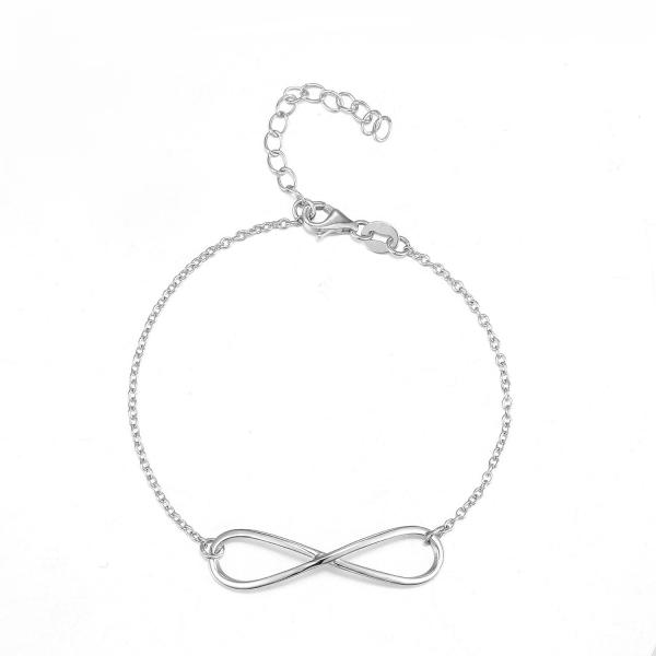 10.37g 925 Silver CZ Bracelet Unisex Silver Diamond Infinity Bolo Bracelet