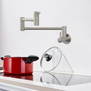 China Steel 304/316 material Wall Mount Folding 360 Swivel Double Joint Spout Kitchen Sink Water Tap Faucet Pot Filler on sale