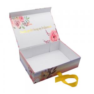 Cheap Custom Logo Printed Folding Magnetic Wedding Favor Invitation Bridesmaid Groom Gift Boxes With Ribbon for sale