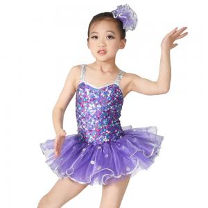 Cheap Sequins Hem Tires Dress Girls Dance Costume Dresses Holograms Sequins Sweetheart Top With Sequins Straps for sale