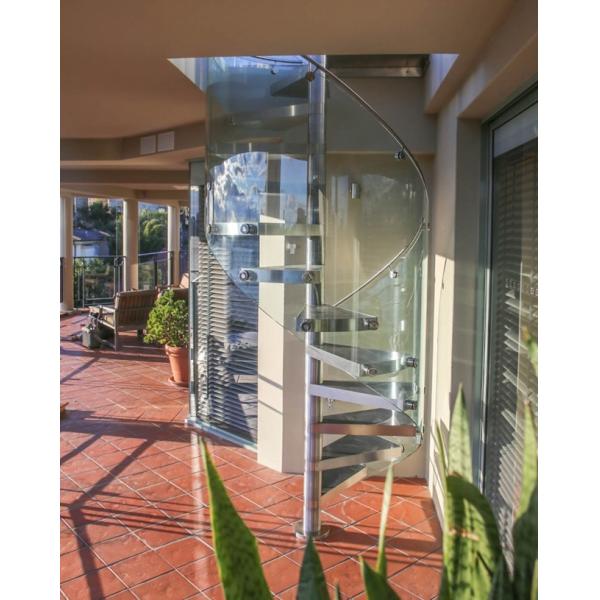 Spiral Staircase VH03S  Spiral Stainless Steel Stair Tread Beech Curved Glass Handrail 304 Stainless Steel