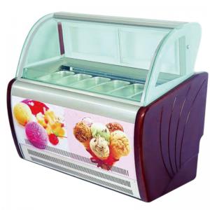 China Curved Glass 6 Containers Ice Cream Scoop Display Freezer Cabinet With T5 / LED Light on sale