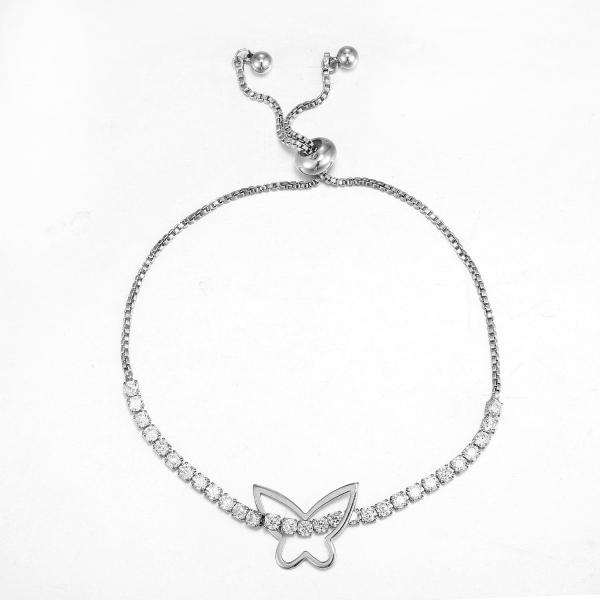 Butterfly 925 Silver CZ Bracelet 9.79g Sterling Silver Moonstone Bracelet