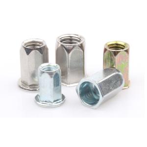 China Flat Head Open End Hex Rivet Nut Blind Riveting Round Head Full Hex Rivet Nuts on sale