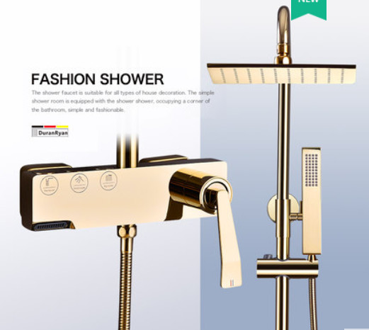 Copper Black Champagne Wall Mounted Shower Faucet Set With Handle