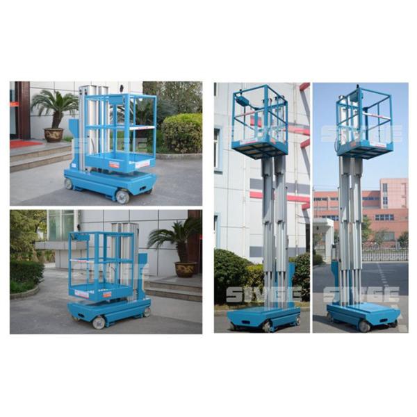 Motor Driven 5m Height Aerial Work Platform Self Driven Dual Mast Lightweight