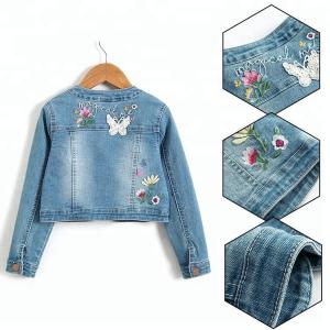 Cheap Embroidery Snap button/Lace with Long sleeve denim jacket for sale