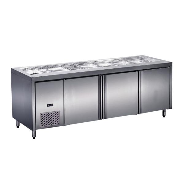 Saladbar 3 Doors Preparation Workbenches Under Counter Freezer wooden frame