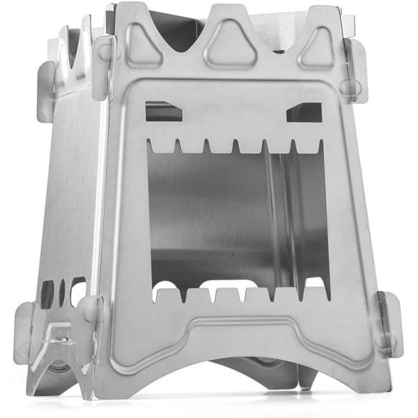 Picnic BBQ Cooker Portable Folding Stainless Steel Backpacking Stove Wood Burning Camp Stoves