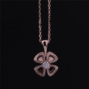 China Italy Fiorever Necklace 18K Rose Gold Pendant set with a central diamond and pavé diamonds REF 356223 on sale