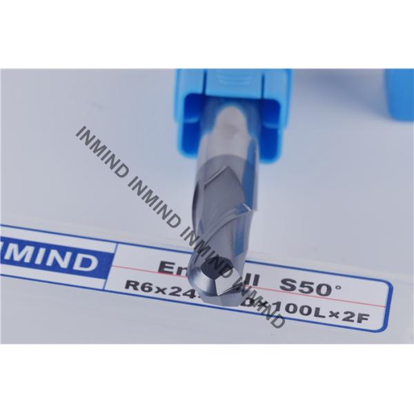 12 mm AOL 100 mm Solid Carbide End Mills , HRC50 TiAlN Coating Ball Nose Mill