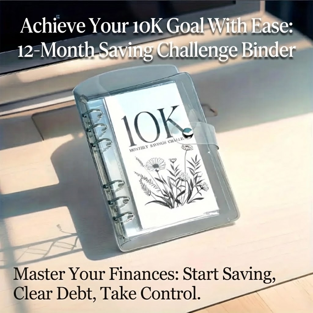 Savings Challenge Calendar Binder With 6-Ring Mechanism For Cash Budgeting