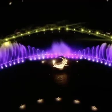Musical Cat Water Fountain / Cast Stone Garden Fountains with Flowing Multicolored LED Illuminations
