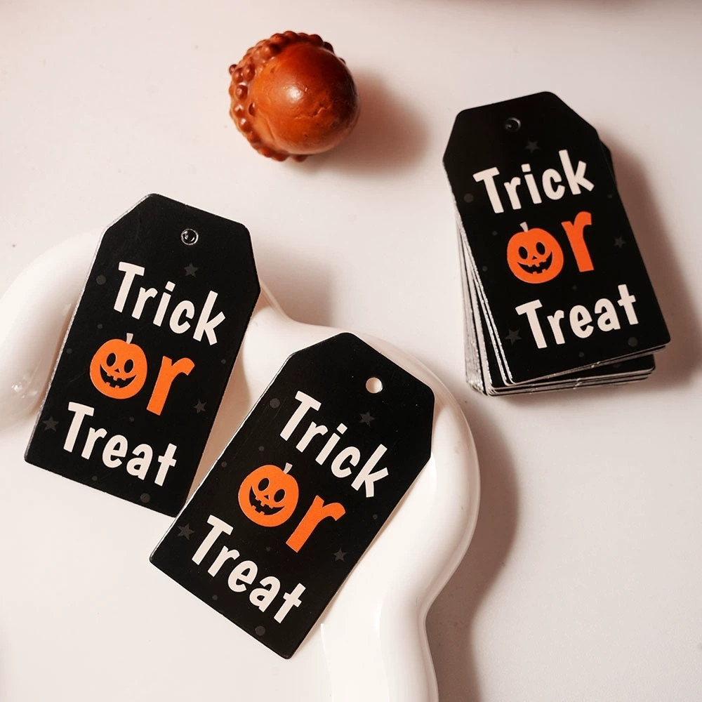 Halloween Paper Hang Tags With Festive Pumpkin And Ghost Prints For Retail
