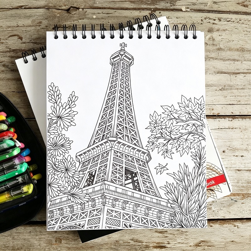 Custom Illustrated Travel Coloring Book Perforated Tear‑Out Pages