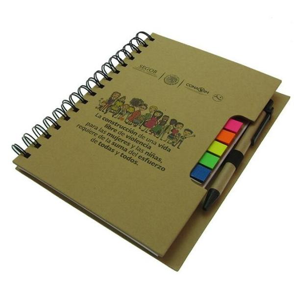 Freeuni ECO craft cover print logo PET sticky note Multi-function notebook with pen