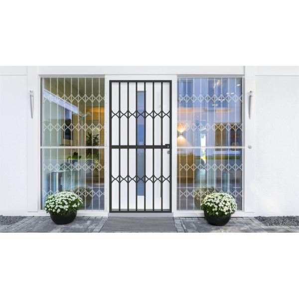 Grey Tempered Glass Aluminium Sliding Security Doors 1.6mm Customized Shape