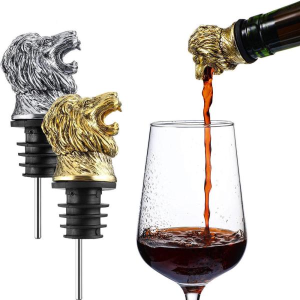Animal Metal Wine Aerator Pourer Lion Head Wine Bottle Pourer