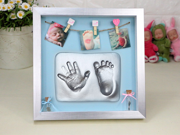 Square Baby Photo Frames , Baby Hand And Footprint Box Photo Frames