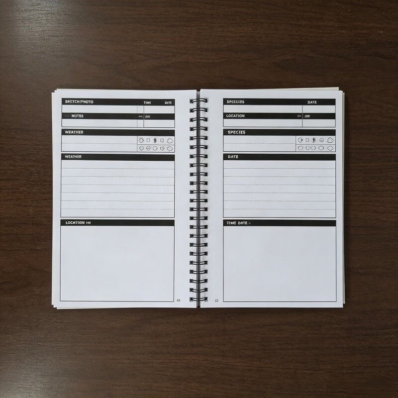 Bird Watching Log Book With Wire-O Binding For Wildlife Observation