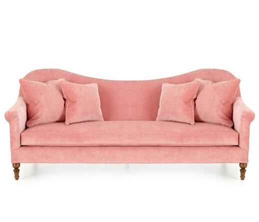 Leisure Hotel Furniture Pink Fabric Sofa , Ordinary Size Hotel Room Sofa
