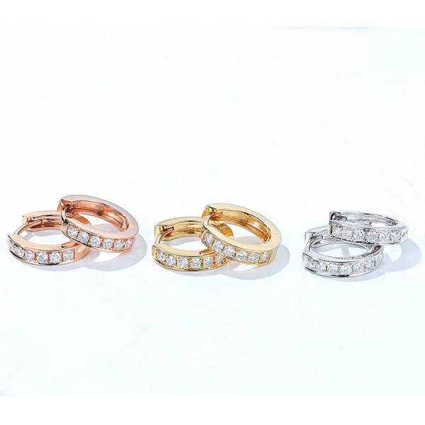 18K Gold Diamond Simple OL Stud Earrings 2.3g 18K Three-Color Ear Stud