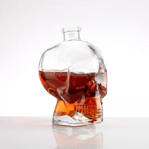 Cheap 200ml Glass Carved Liquor Bottle with Hot Stamping and Aluminum Plastic PP Collar for sale