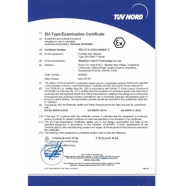 VOC Gas Analyzer IP67 ATEX IECEX CE Certification PID VOC Meter Monitor Waterproof Explosion-Proof