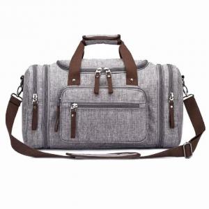 China Large Multi Compartment Vintage Travel Storage Bag Shoulder Strap Handle Gray Unisex on sale