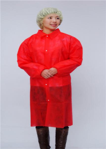 Quality Red Shirt Collar 106cm Microporous Disposable Protective Gown wholesale