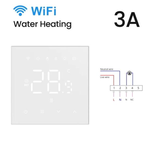 Tuya Wifi Smart Thermostat Switch Electric Water Floor Heating Wall Hanging Furnace Switch 3A Touch / Mobile APP/ Voice Control Compatible with Alexa/Google Home