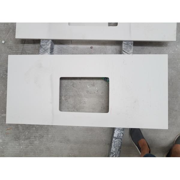 Pure White Quartz Bathroom Vanity Tops Eased / Other Edge Optional
