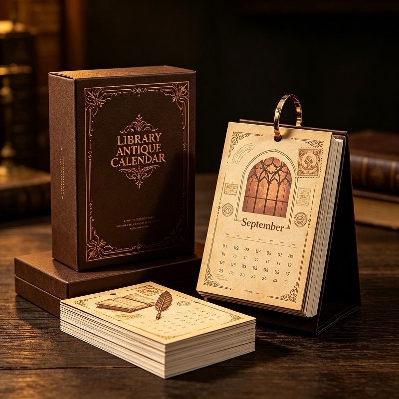 Gothic Dark Art Monthly Calendar With Stand And Book-Style Gift Box Packaging