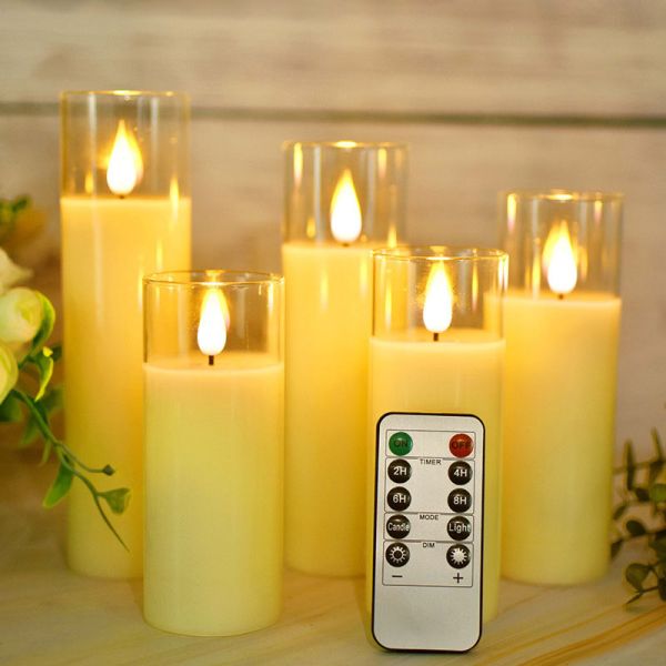 Custom Clear Glass LED Flameless Candle with Remote Control and Long-Lasting Battery Life
