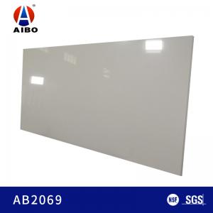 China 3000*4000*20MM Light Grey Glass Wall Panel Quartz Stone Floor Wall on sale