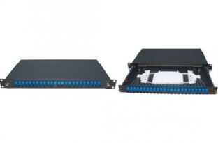 Slidable rack-mount ODF Fiber Optic terminal box 24 fibers SC adapter face plate black steel sheet