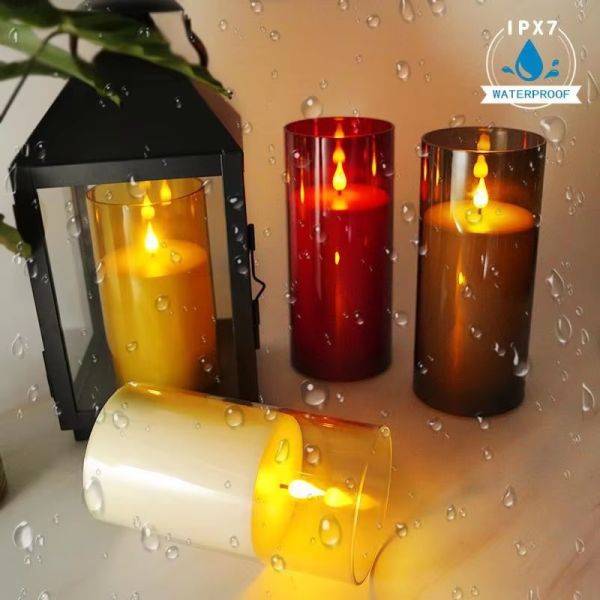 Wholesale 12pcs Wax Pillar Wedding Smokeless Flickering Flameless Electronic