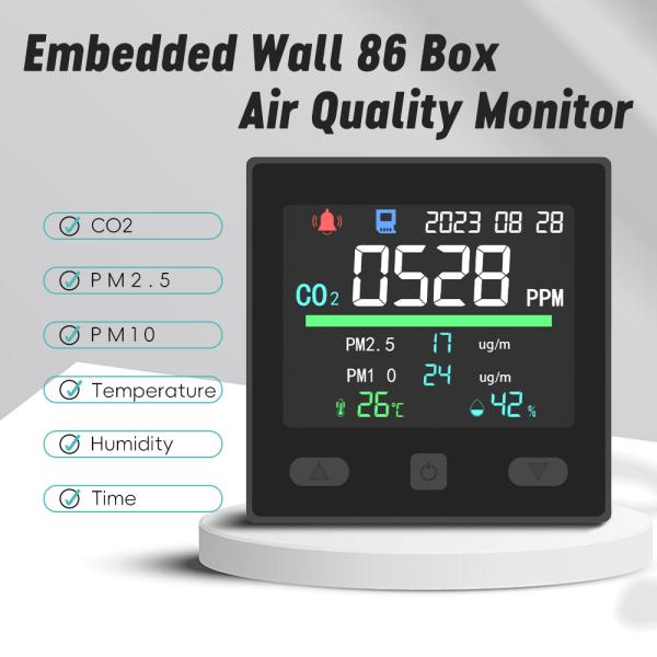 CO2 IAQ Air Quality Monitor Wifi Temperature Detector 12V 2.8inch TFT Display