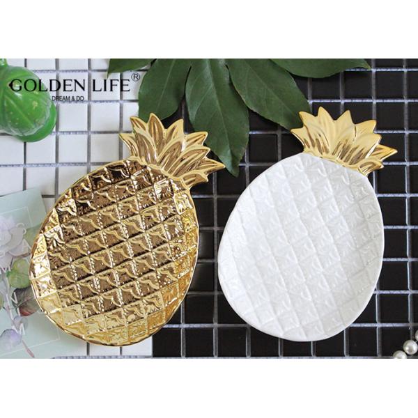 Ceramic Pineapple Leaf Shape Jewelry Dish Household Decoration Plate Porcelain