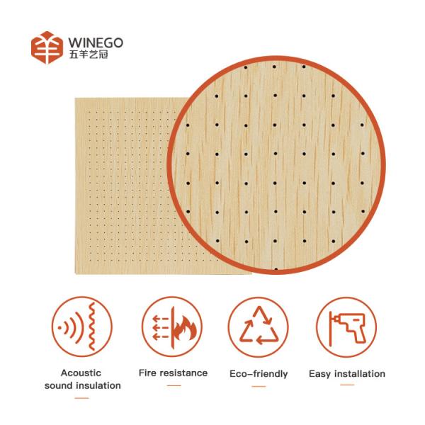 Micro Perforated Acoustic Wall Wood Panels , Decorative Sound Proof Panels 0.65 NRC