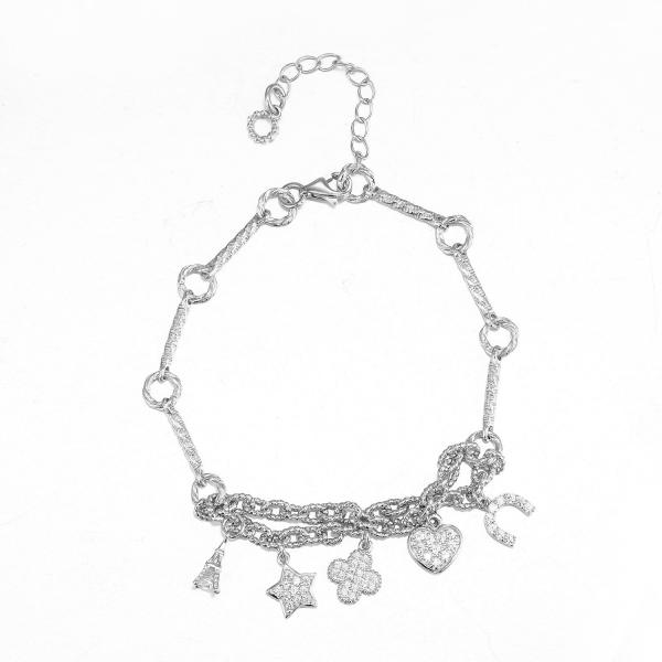 6.5 Inch 925 Silver CZ Bracelet 7.0g Alphabet Jewelry Friendship Bracelet